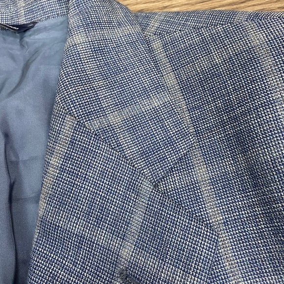 Coppley Blue w/ Grey Windowpane Silk Sport Coat 44 - Picture 3 of 7